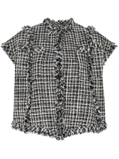 Sacai Sleeveless Tweed Vest In Grey