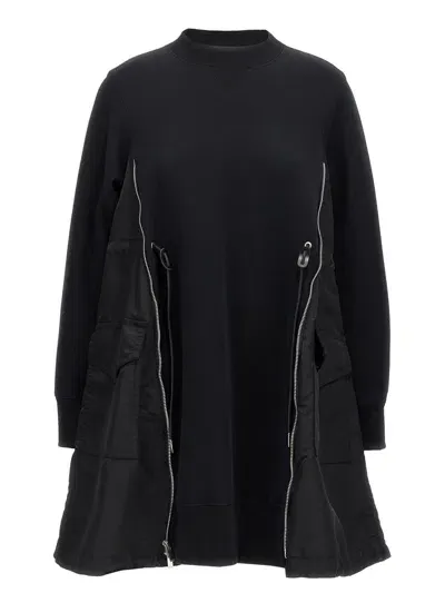 Sacai Cotton Minidress In Black