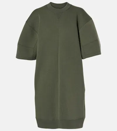 Sacai Minikleid Sponge Aus Jersey Und Twill In Green