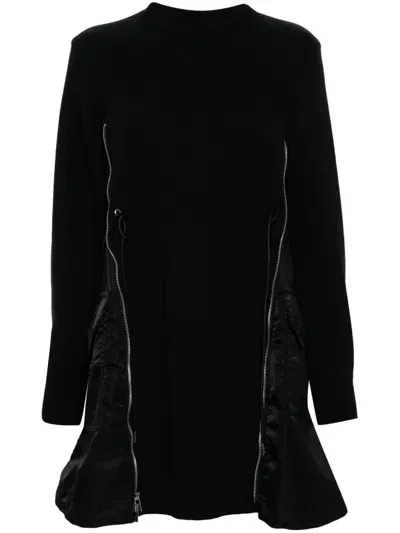 Sacai Sponge Mini Dress In Black