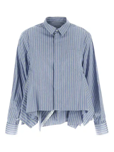 Sacai Striped Shirt In Blue