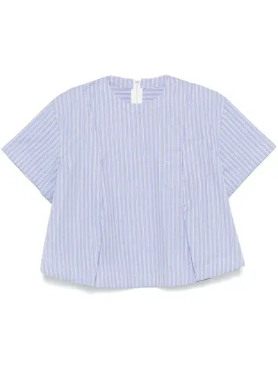 Sacai Striped Shirt In Blue