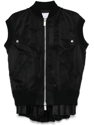 Sacai Twill Vest In Black