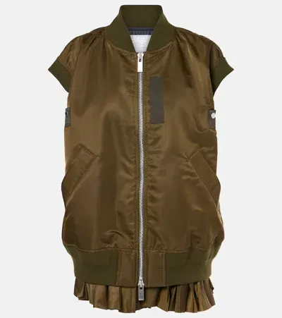 Sacai Twill Vest In Khaki