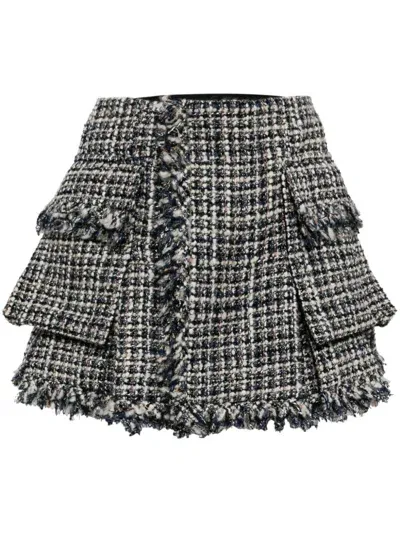 Sacai Twill Wool-blend Skirt In Blue