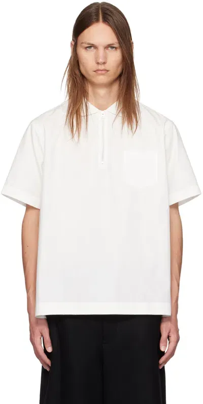 Sacai White Half-zip Polo In 151 Off White