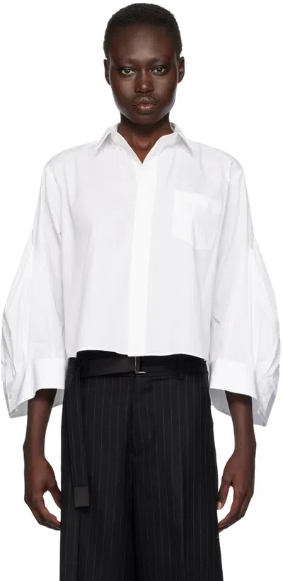 Sacai White Poplin Shirt In 151 Off White