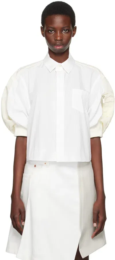 Sacai White Puff Sleeve Shirt In 151 Off White