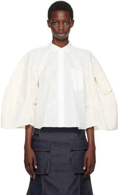 Sacai White Puff Sleeve Shirt In 151 Off White