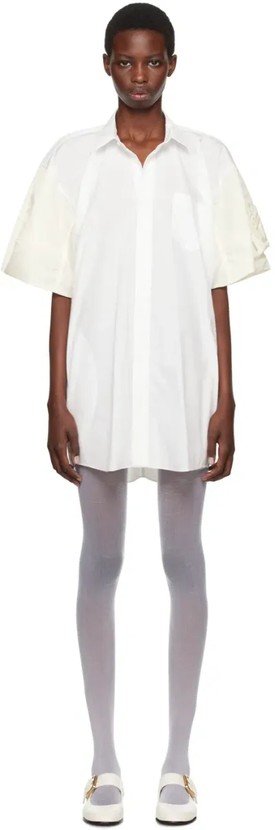 Sacai White Shirt Minidress In 151 Off White