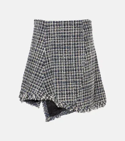 Sacai Wool-blend Tweed Miniskirt In Grey