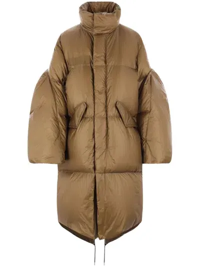 Sacai Zip-up Puffer Jacket In Brown