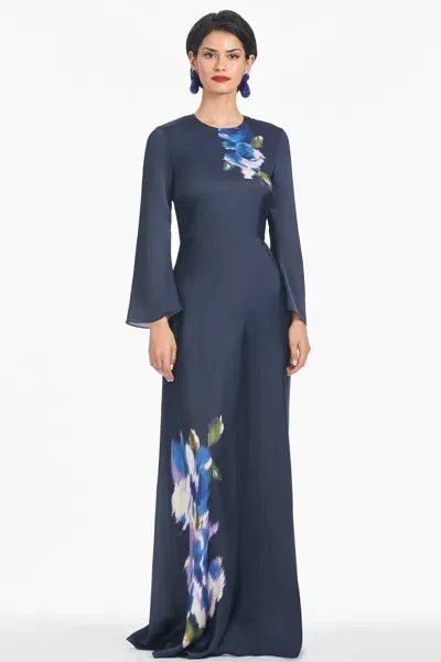 Sachin & Babi Alex Gown In Midnight Corsage