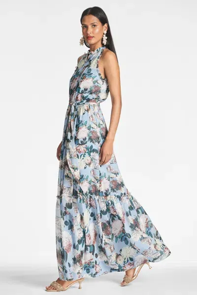 Sachin & Babi Blair Tiered Floral-print Chiffon Maxi Dress In Iceblugard