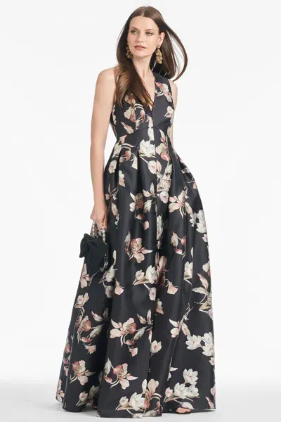 Sachin & Babi Brooke Gown In Black Venetia Petals