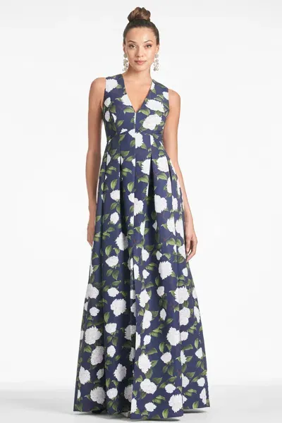 Sachin & Babi Brooke Floral-print Gown In Navy/ivory Moonlit Garden