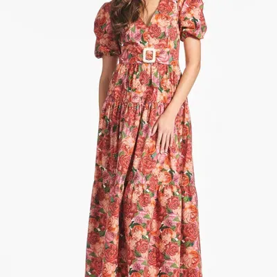 Sachin & Babi Carina Floral-print Midi Dress In Red