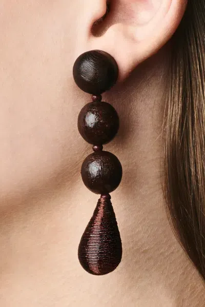 Sachin & Babi Frida Earrings In Robles Wood & Metallic Bronze