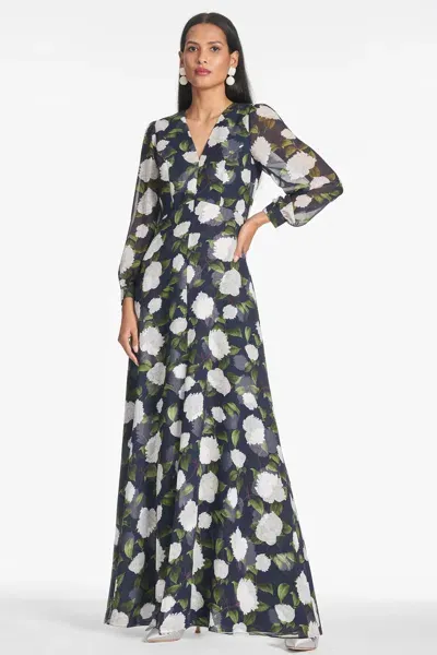 Sachin & Babi Penny Floral-print Gown In Blue