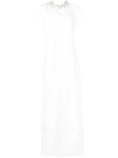 Sachin & Babi Petra Pearl-embellished Neckline Gown In Ivory