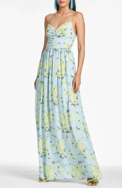 Sachin & Babi Sienna Floral Gown In Sky Citrine Floral