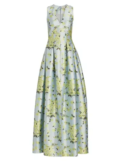 Sachin & Babi Brooke Floral-print Gown In Sky Citrine Floral