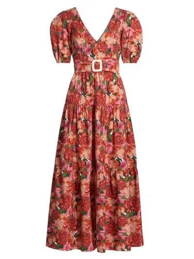 Sachin & Babi Women's Carina Belted Floral Cotton Maxi Dress In Mazzolino Rosa