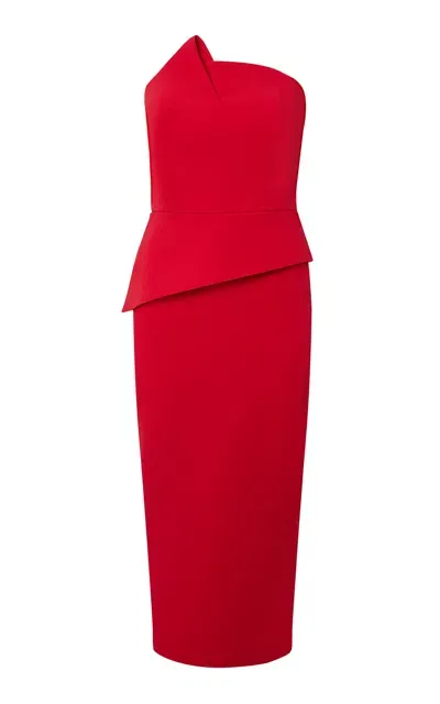 Safiyaa Delani Draped Stretch-crepe Midi Dress In Red