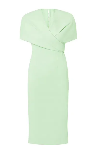 Safiyaa Flora Stretch-crepe Midi Cape Dress In Green