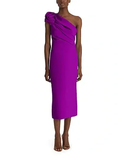 Safiyaa Granalle One Shoulder Midi Dress In Magenta