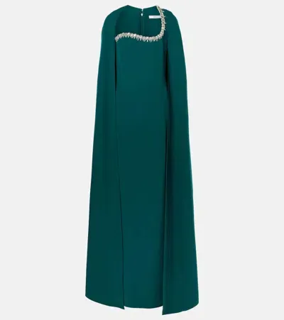 Safiyaa Mattia Crystal-embellished Gown In Green