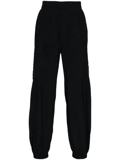 Sage Nation Ruched-detail Crinkled Track Pants In Black