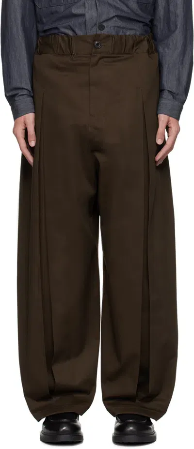 Sage Nation Brown Box Pleat Trousers