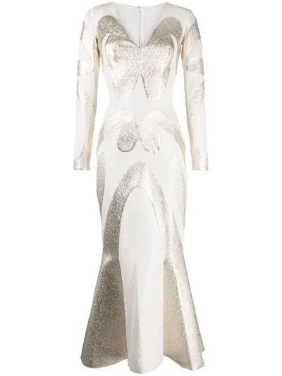 Saiid Kobeisy Brocade-effect Long-sleeve Dress In White