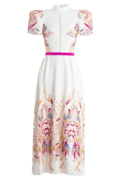 Saiid Kobeisy Crepe Dress With Abstract Beading In Pink