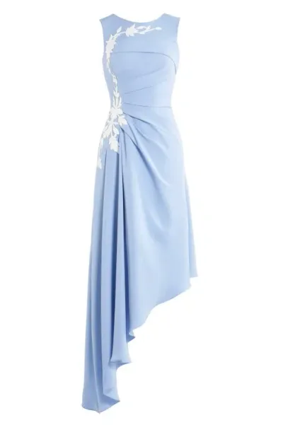 Saiid Kobeisy Gathered Crepe Asymmetric Dress In Blue