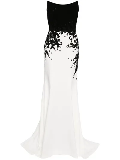 Saiid Kobeisy Embroidered Crepe Mermaid Dress In Black