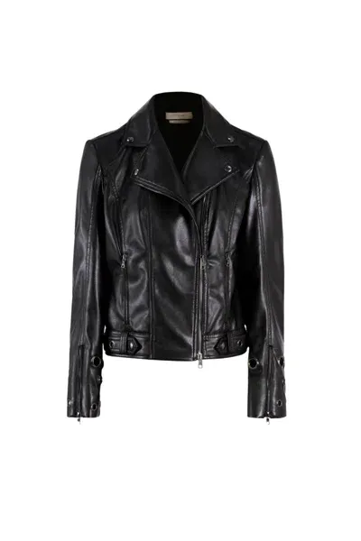 Saiid Kobeisy Metal Ring Zipped Leather Jacket In Black