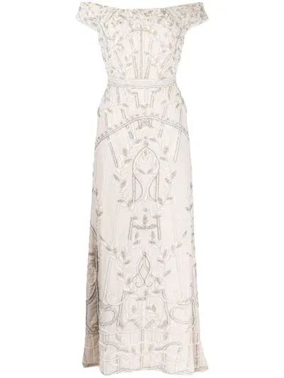 Saiid Kobeisy Off-shoulder Beaded Tulle Dress In White