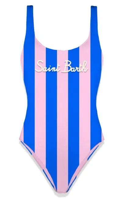 Saint Barth Basic Tank One Piece In Stripes Pop V 1721 Emb