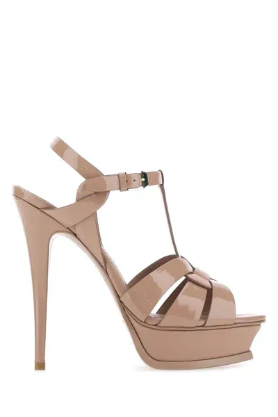 Saint Laurent Antiqued Pink Leather Tribute 105 Sandals In 9935