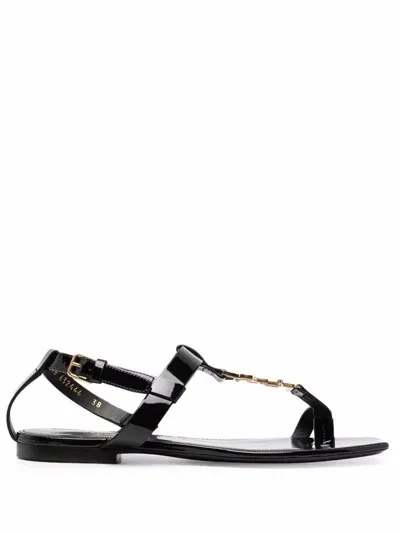 Saint Laurent 10mm Cassandra Patent Leather Sandals In Black