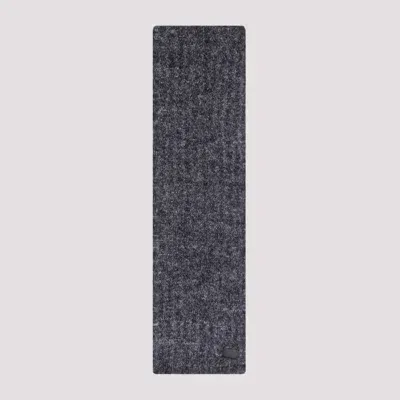 Saint Laurent Logo-patch Wool Scarf In Grey