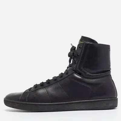 Pre-owned Saint Laurent Black Leather High Top Sneakers Size 43