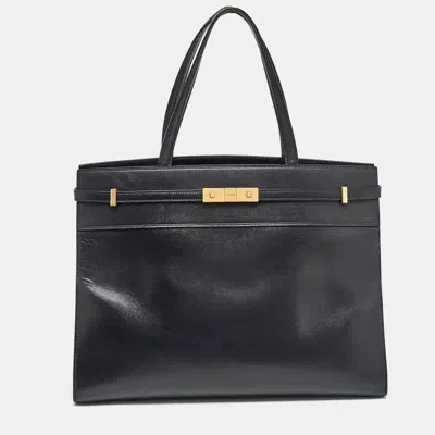 Pre-owned Saint Laurent Black Leather Medium Manhattan Tote