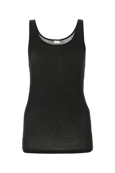 Saint Laurent Black Modal Blend Tank Top In 1000