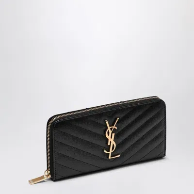 Saint Laurent Black Monogram Zip Around Wallet