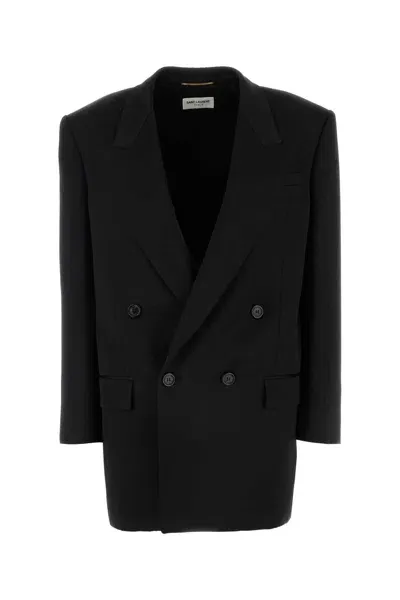 Saint Laurent Black Satin Blazer