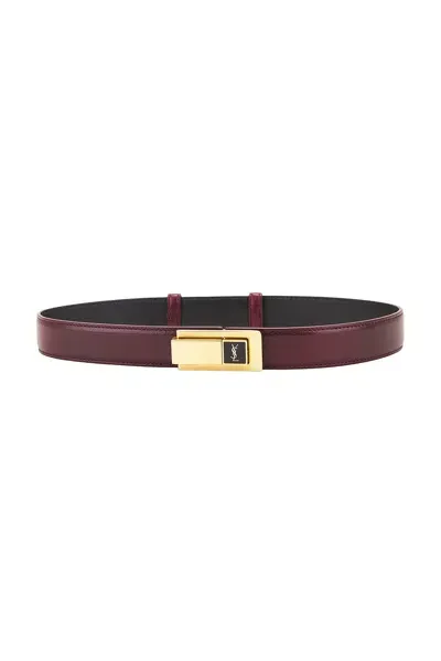 Saint Laurent Buckle Belt In Hot Wine & Nero