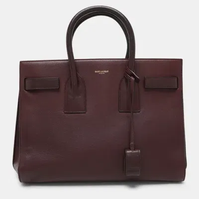 Pre-owned Saint Laurent Burgundy Leather Small Classic Sac De Jour Tote